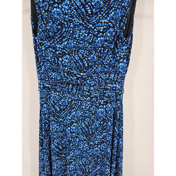 Coldwater Creek Womens Sz 6 Maxi Dress Sleeveless Blue Black Print - Picture 2 of 4
